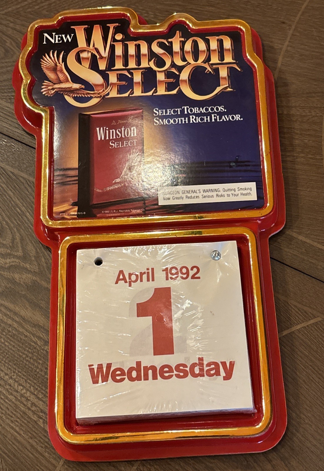Vtg 1992 Winston Select Cigarette Day Calendar Sign Mirro Products High Point NC