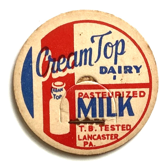 CREAM TOP  DAIRY  MILK  LANCASTER  PENNSYLVANIA  PA  MILK BOTTLE CAPS