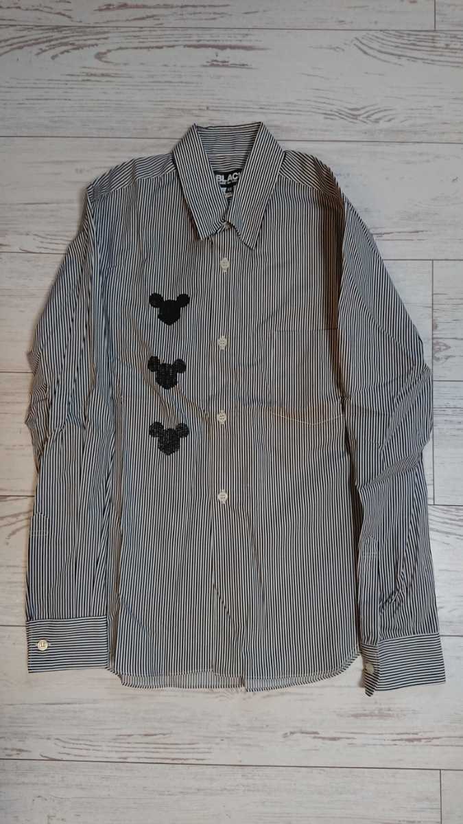 BLACK COMME des GARCONS Disney Collaboration Striped Shirt Size 45 Width