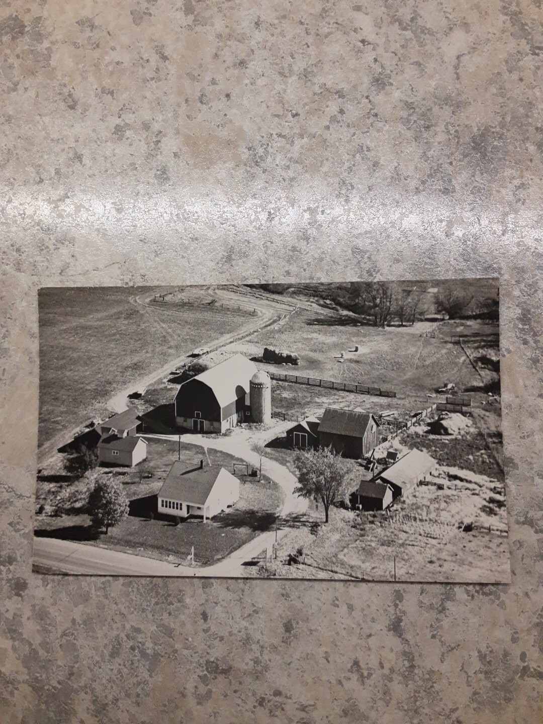 Vintage Aerial View Real Photo Farmstead Postcard