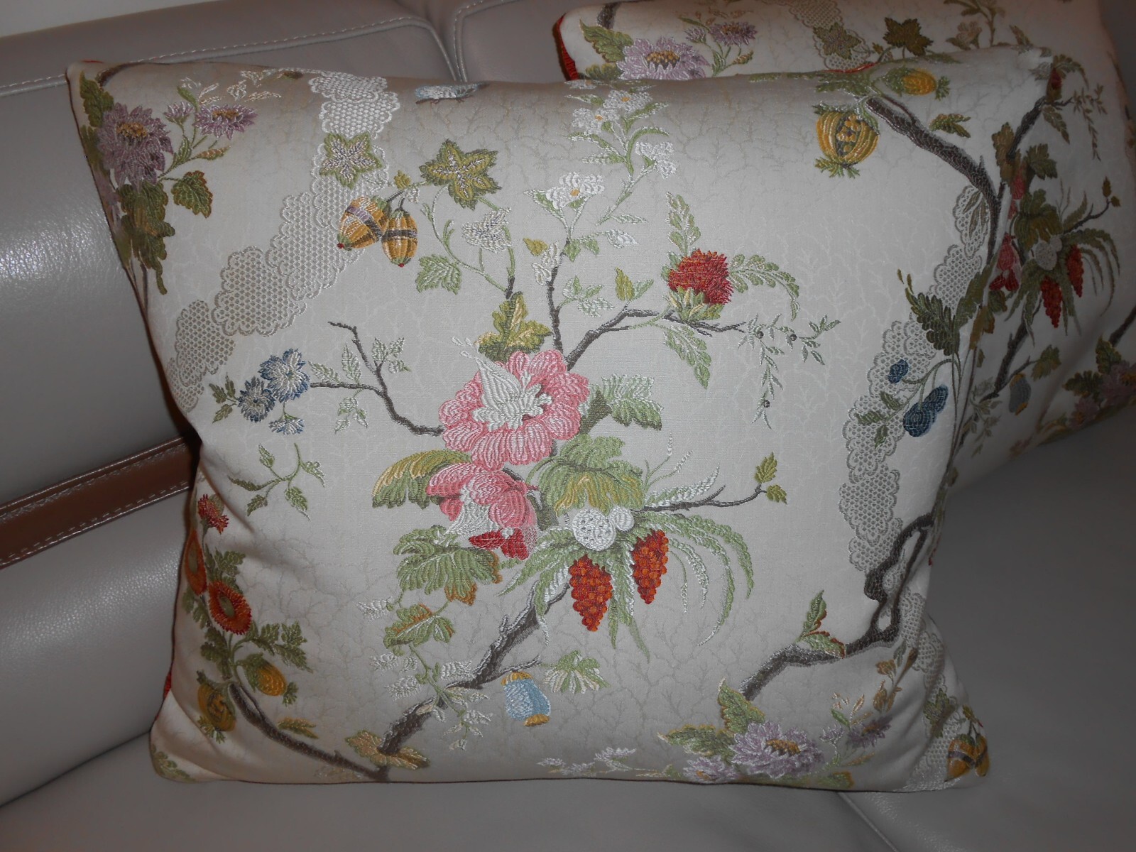 SCALAMANDRE fabric pillow covers APRILE in MAGNOLIA woven floral new PAIR