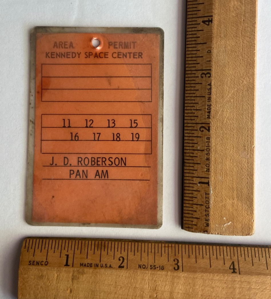 Original 1960s-1970s NASA KSC Area Permit Employee Access Badge #38157