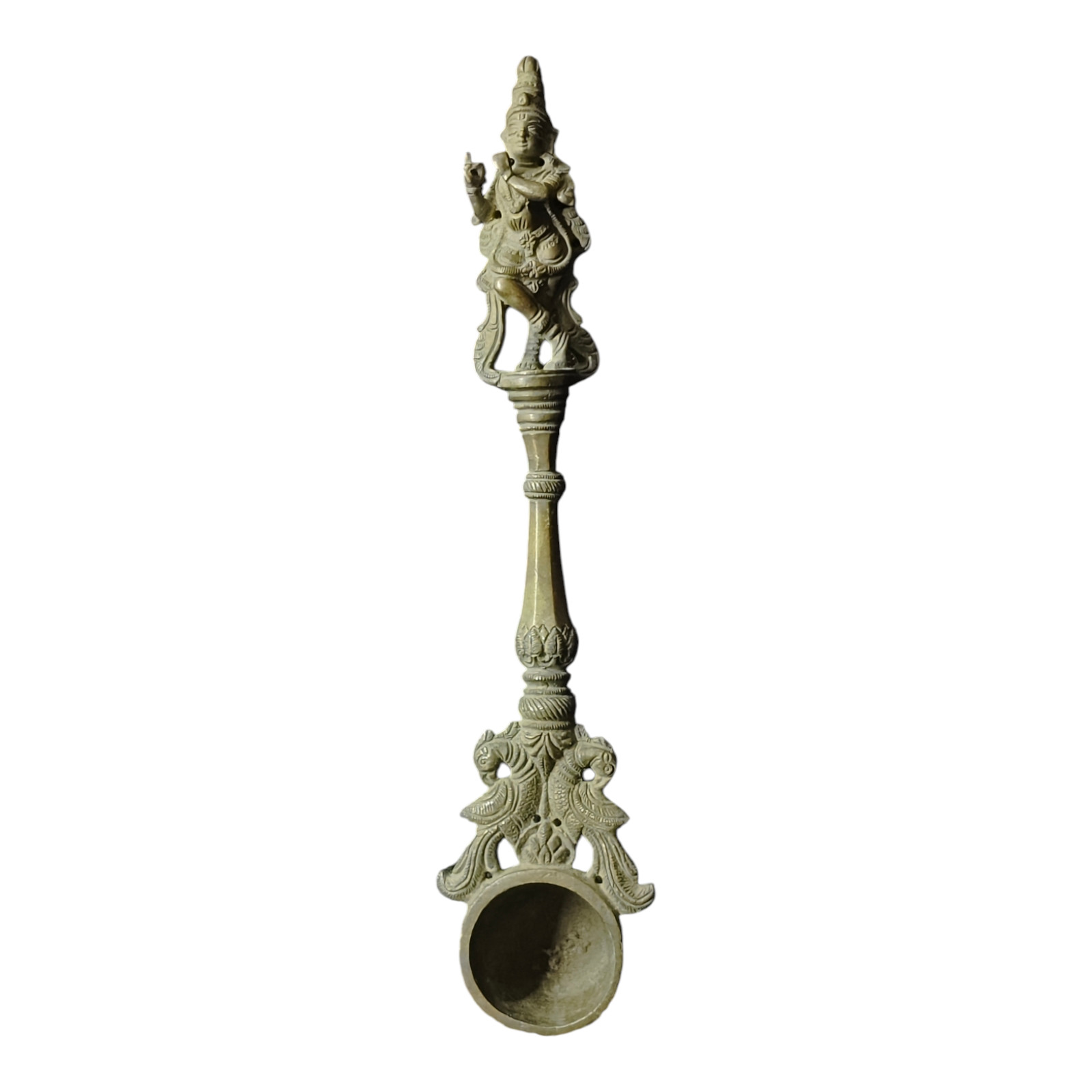 Old Antique Vintage Handcrafted Brass Lord Krishna Figure Spoon Collectible