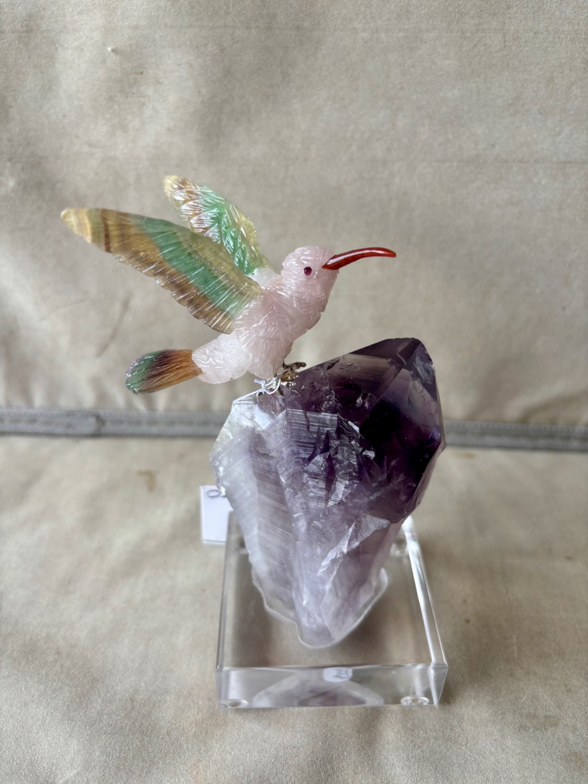 Fluorite and Quartz  Hb  on Amethyst Crystal 5\