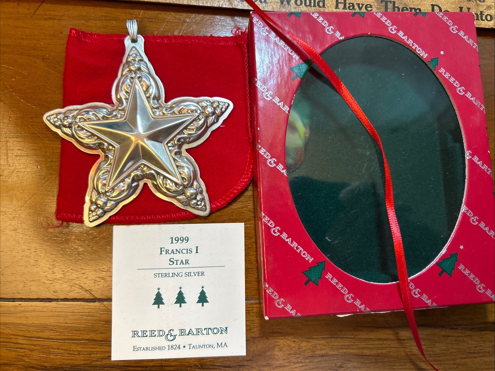 VINTAGE REED BARTON 1999 STERLING SILVER STAR ORNAMENT FRANCIS I BOX 2ND VTG