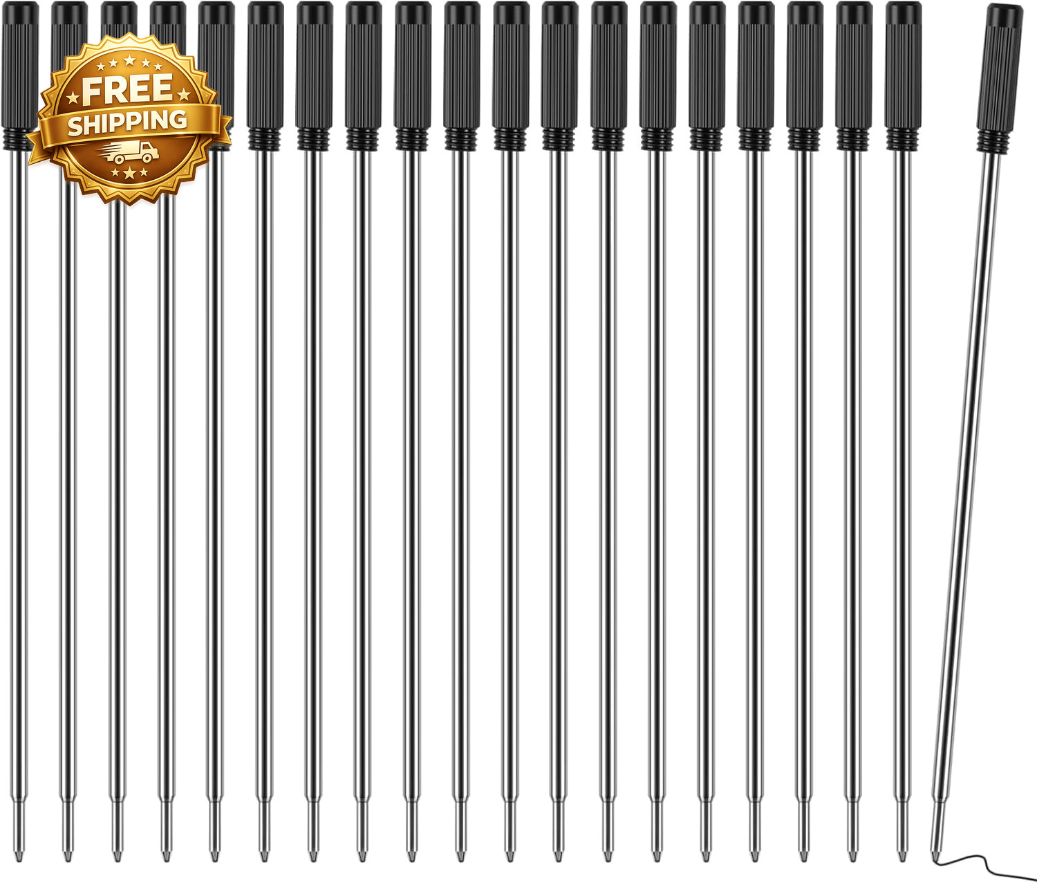 20 Pack Black Ballpoint Pen Refills 1mm Medium Tip for Twist Pens Replaceable US