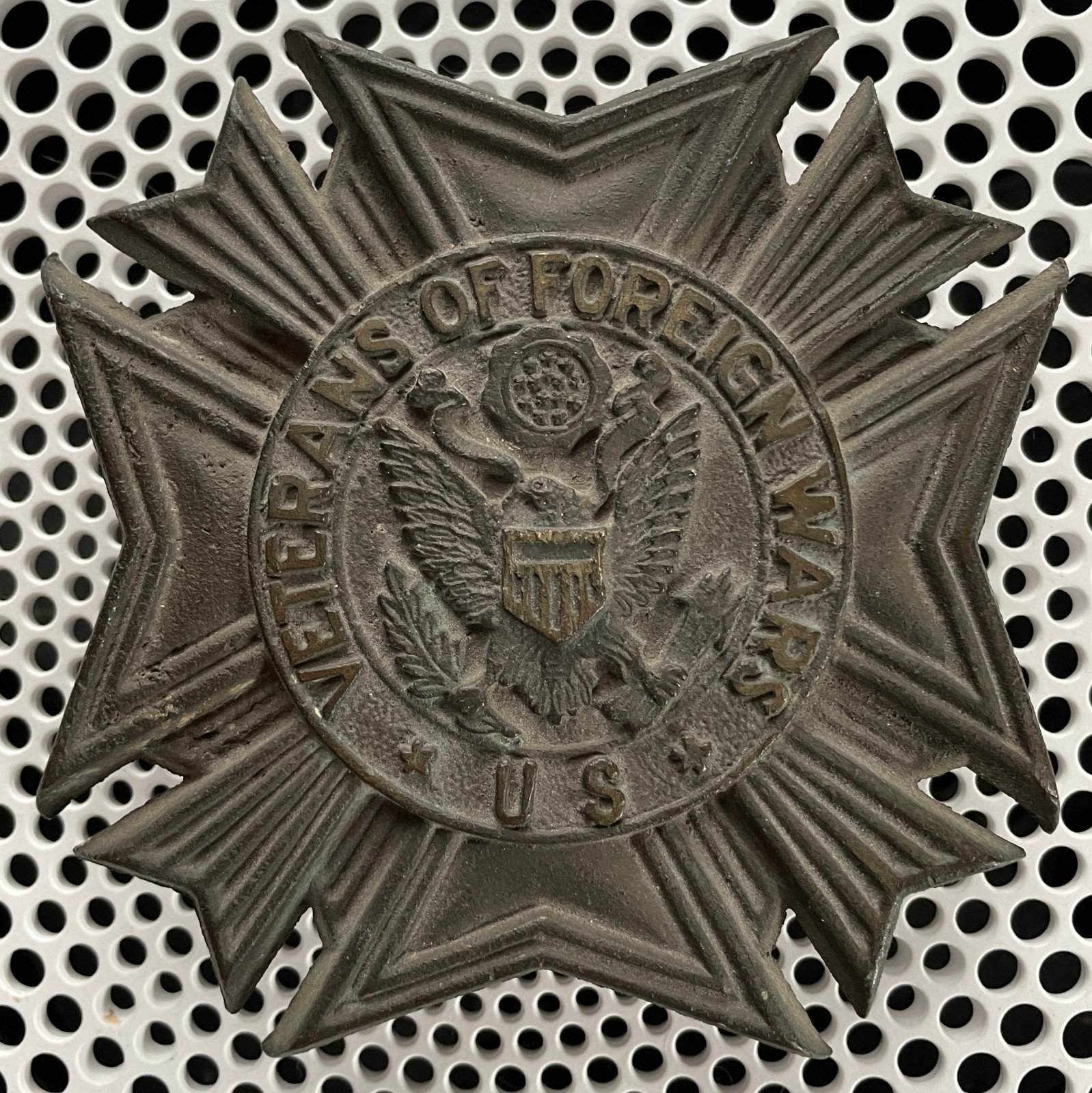 Vintage VFW Veterans of Foreign Wars Bronze Grave Marker Emblem Maltese Cross Vintage VFW Veterans of Foreign Wars Bronze Grave Marker Emblem Maltese Cross