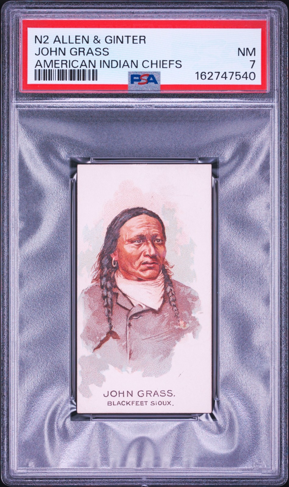 1888 N2 ALLEN & GINTER AMERICAN INDIAN CHIEFS JOHN GRASS PSA 7 SHARP CARD