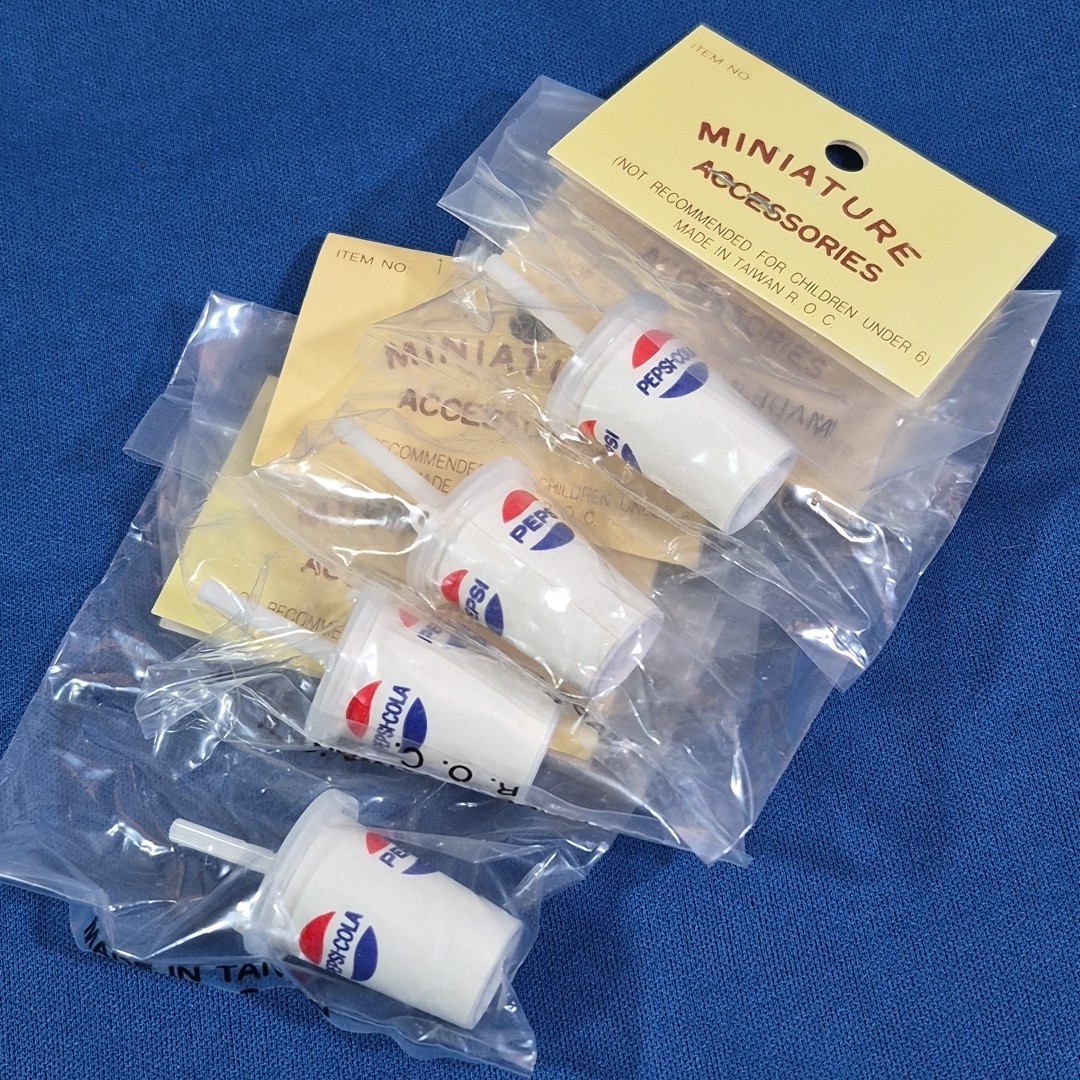 Vintage Miniature Pepsi Cola Soda Fountain Cup Charms Lot Of 4 NIP NOS