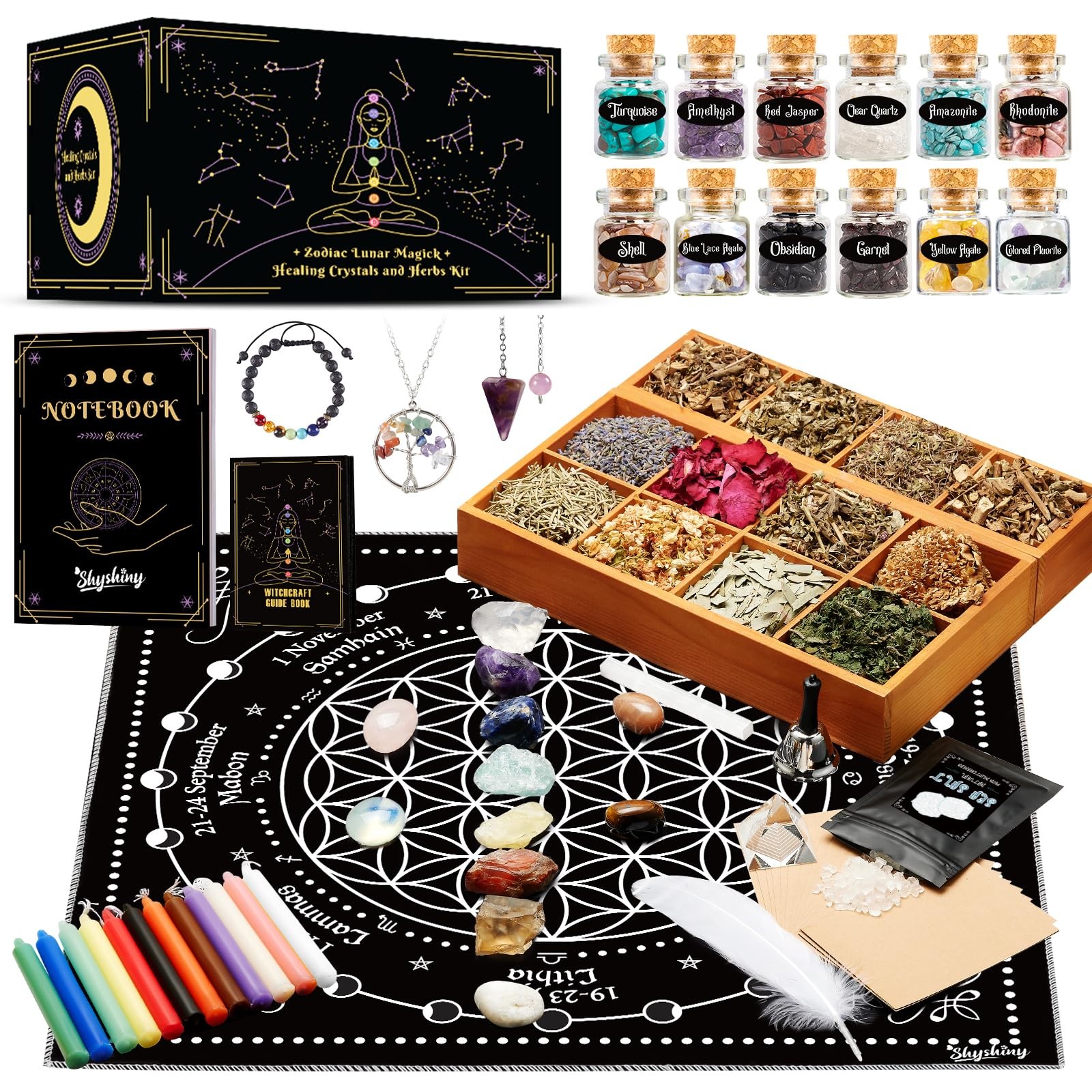 Witchcraft Supplies Kit, 80Pack Witch Starter Kit Wiccan Supplies and Tools Witc