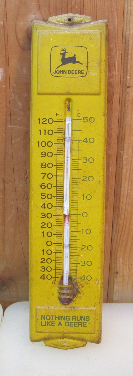 Vintage 1970\'s John Deere Advertising Thermometer Metal Sign 12.75\