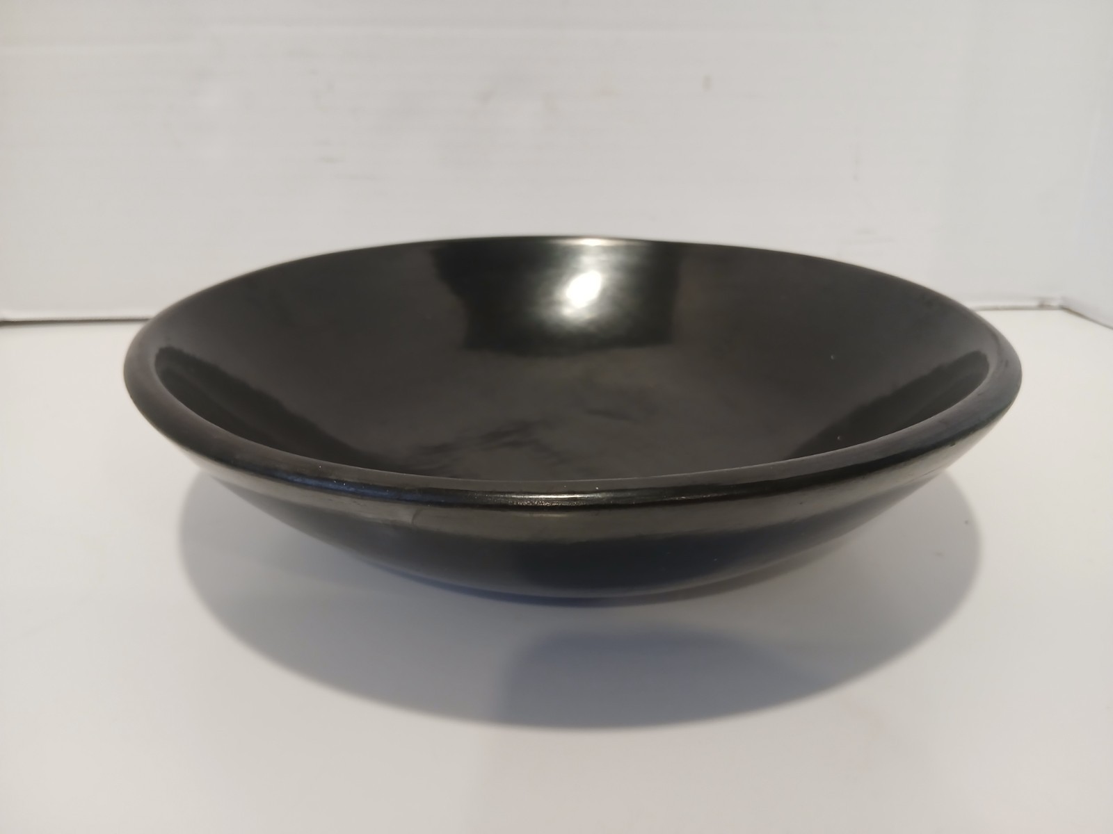 Vintage Rose Gonzales Blackware Pottery Bowl - San Ildefonso Pueblo - Signed