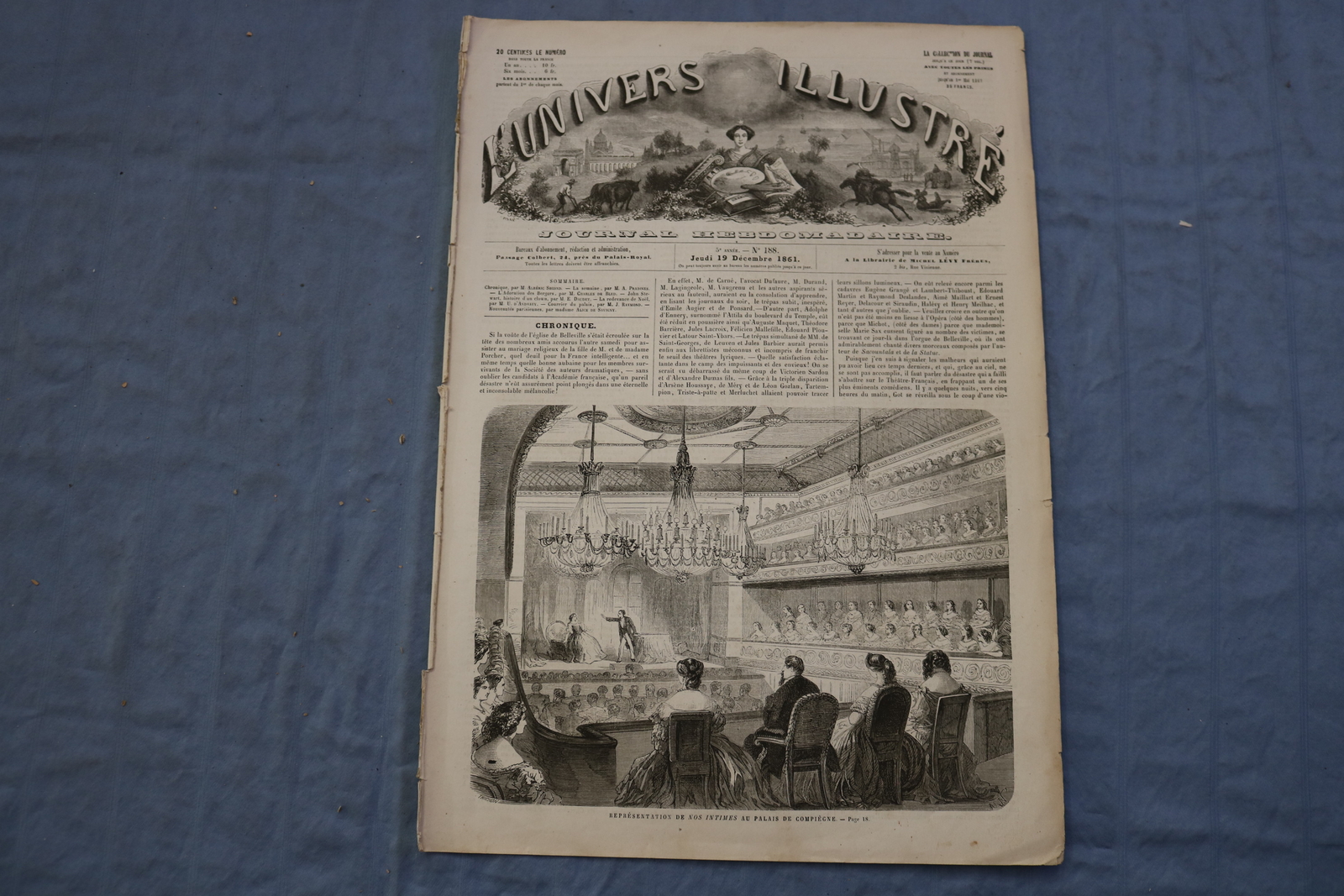 1861 DEC 19 L\'UNIVERS ILLUSTRE JOURNAL -NOS INTIMES AU PALAIS - FRENCH - NP 8560