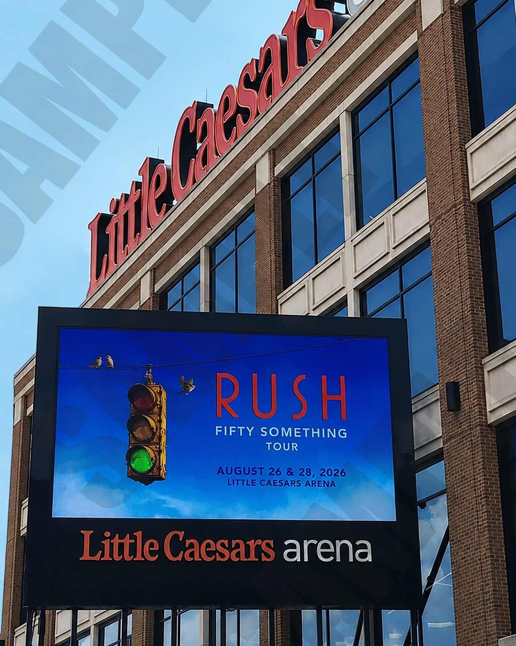 RUSH Fifty Something Tour Concert Little Caesars Arena Detroit Marque 8x10 Photo