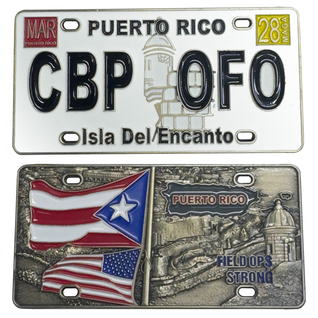 H-005 Puerto Rico License Plate Challenge Coin san juan CBP Officer Police