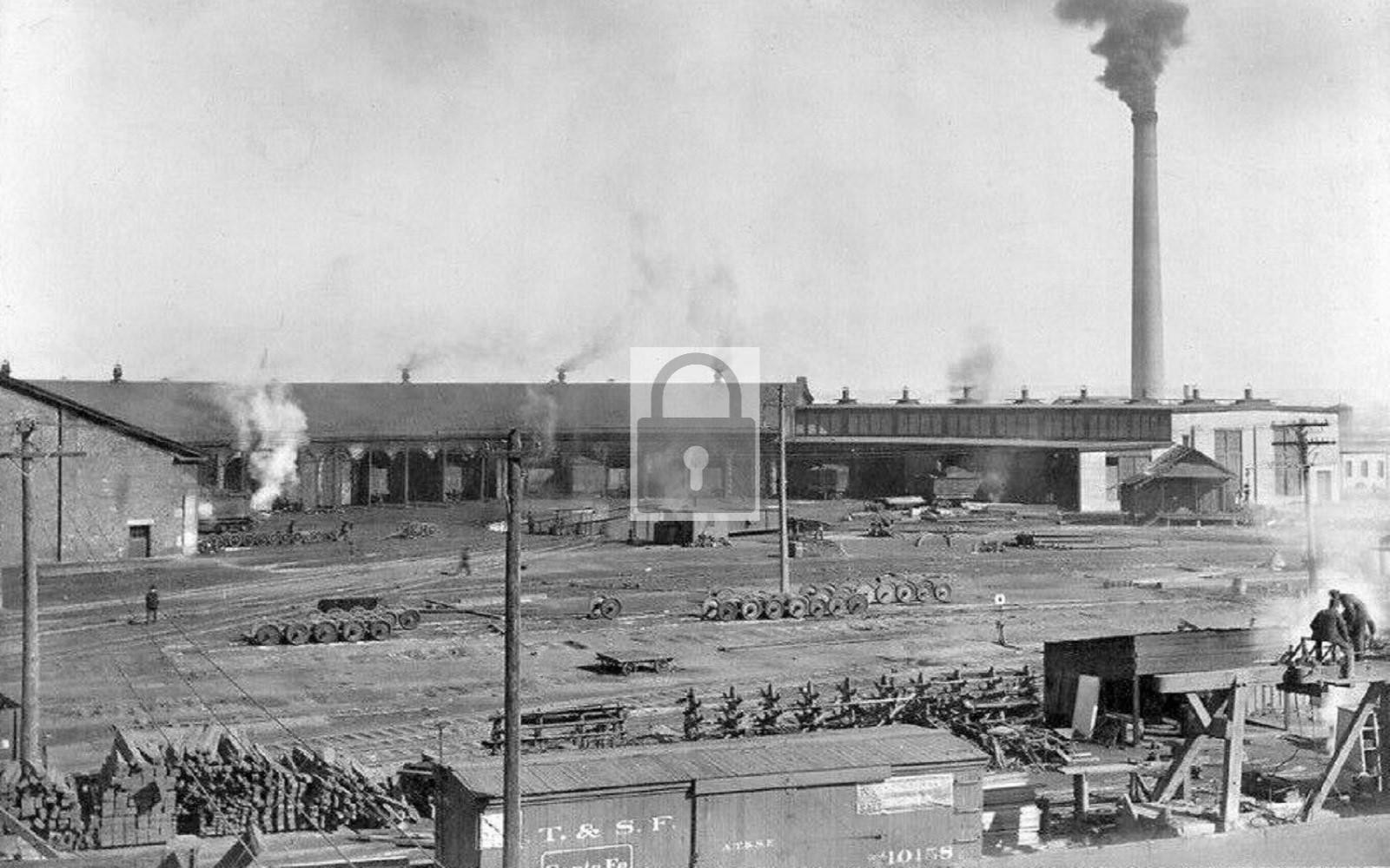 Santa Fe Railroad Train Roundhouse La Junta Colorado CO - Reprint