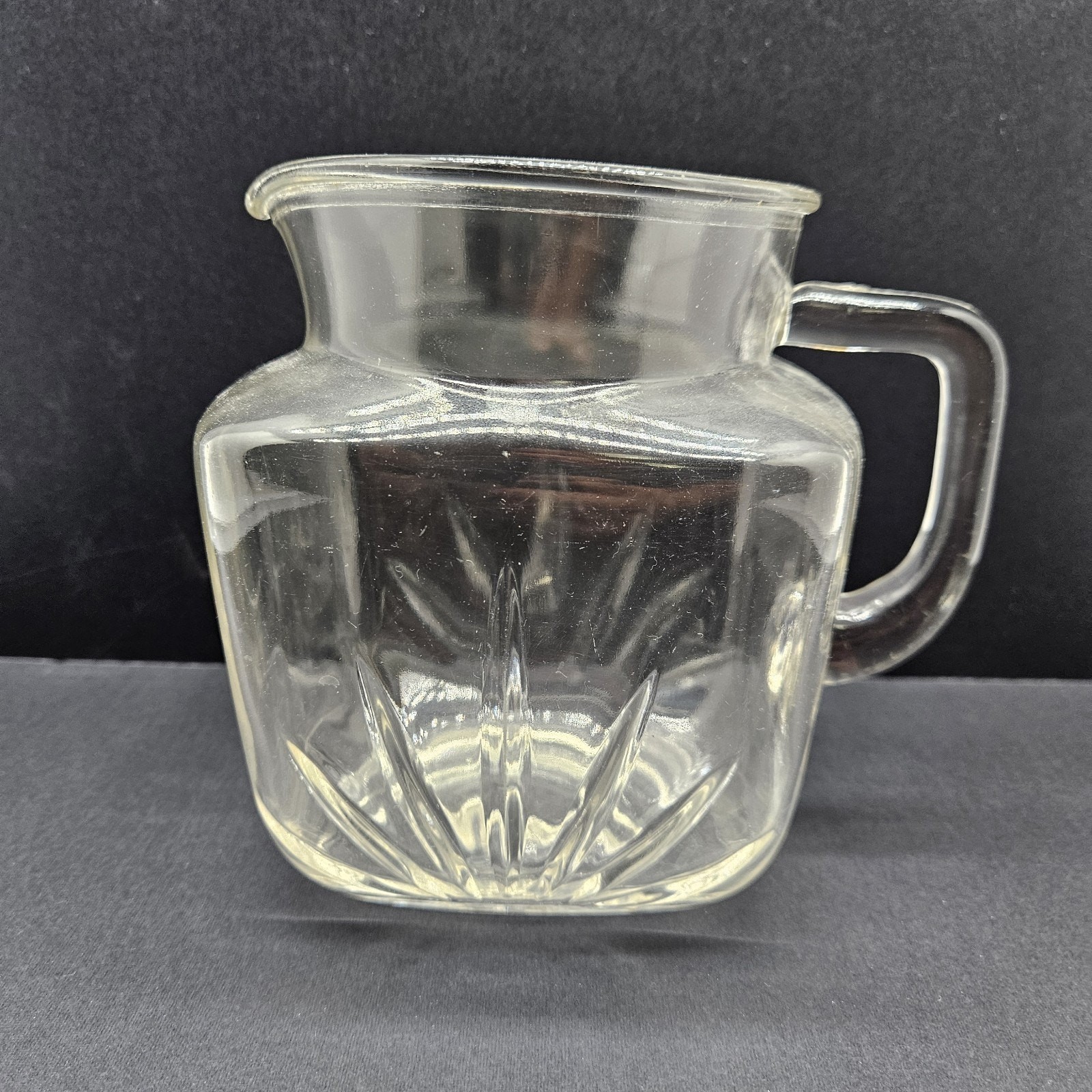 Vintage 1950’s Federal Clear Glass Juice Square Pitcher With Star On Bottom