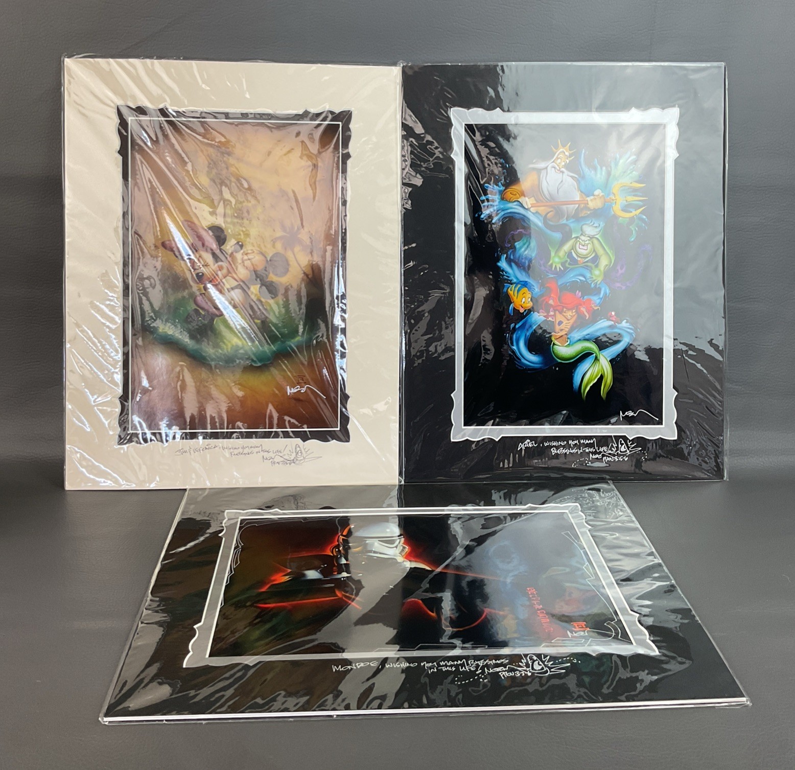 Noah Elias Signed Lithograph Art Lot little mermaid, Star Wars, Mickey Mouse
