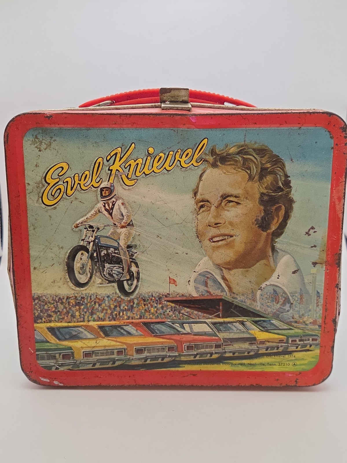 Vintage 1974 Aladdin Evel Knievel Lunchbox-No Thermos 