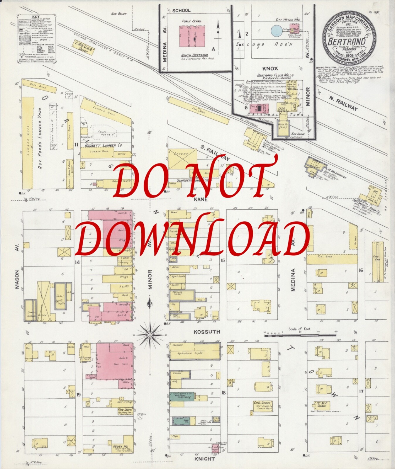 1909 Map Bertrand  Nebraska Highly Detailed Street Maps 16\