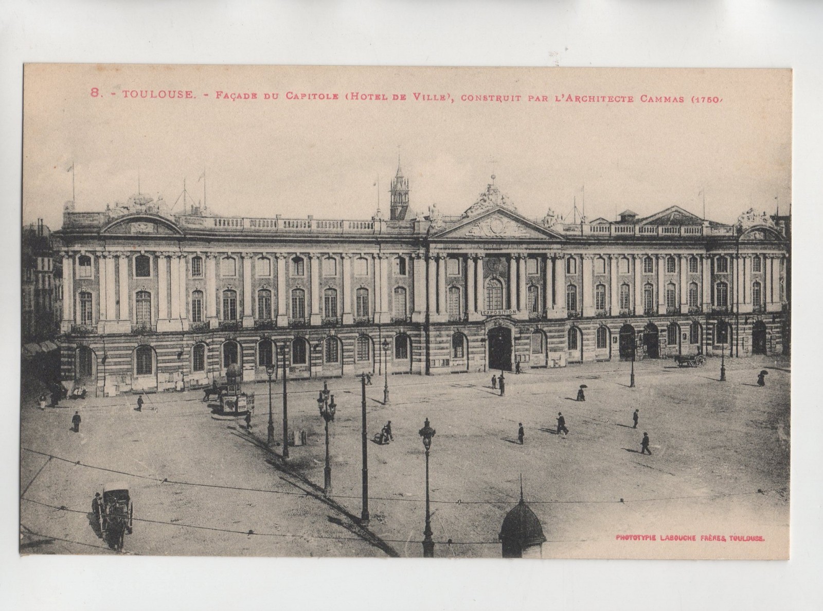 Toulouse Capitole Facade Black And White Postcard Ref. A6916