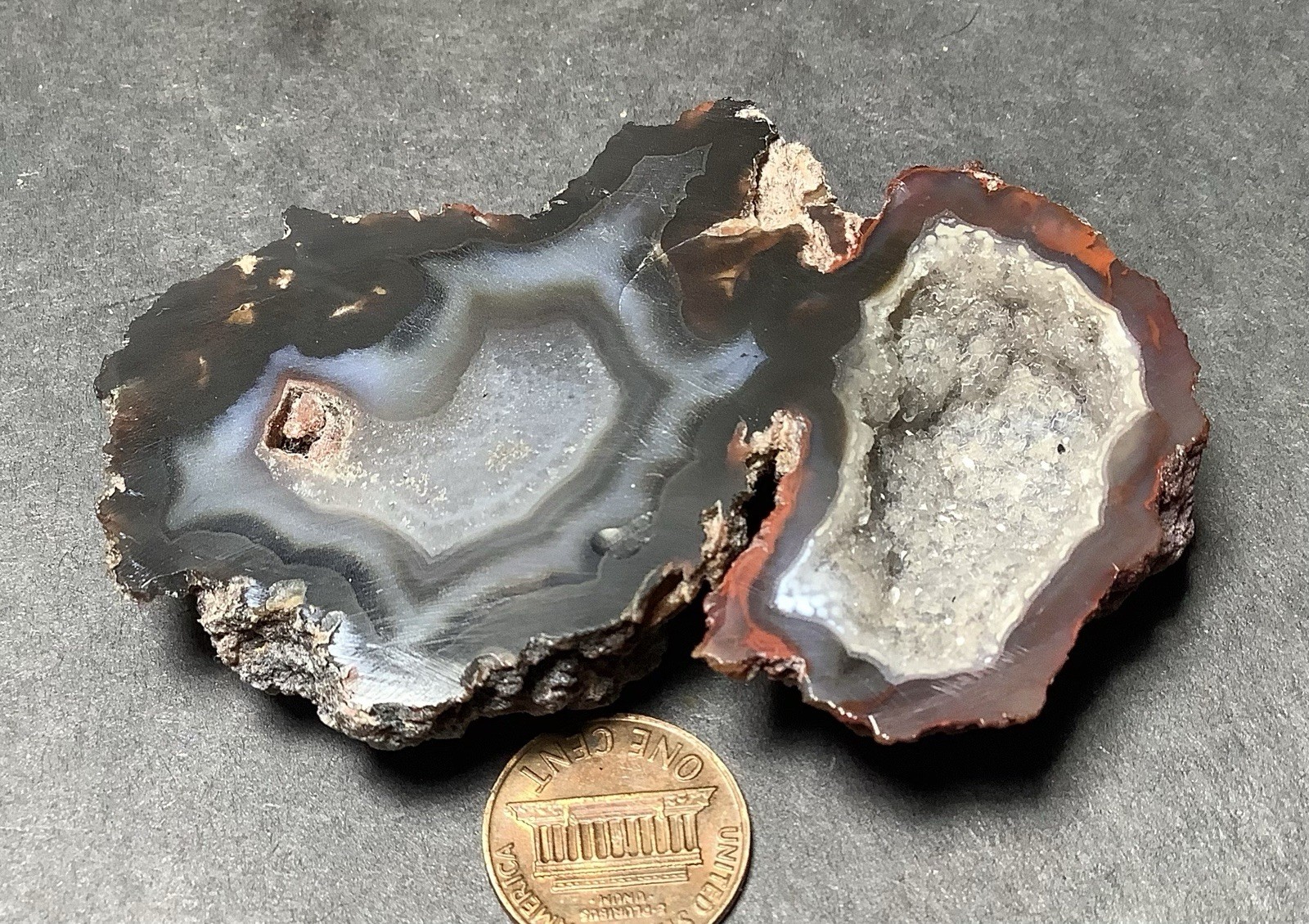 Crater Agate, Botryoidal Plus Crystals Rare Dbl Specimen 45x75x15mm, 2.3 Oz 516 Crater Agate, Botryoidal Plus Crystals Rare Dbl Specimen 45x75x15mm, 2.3 Oz 516