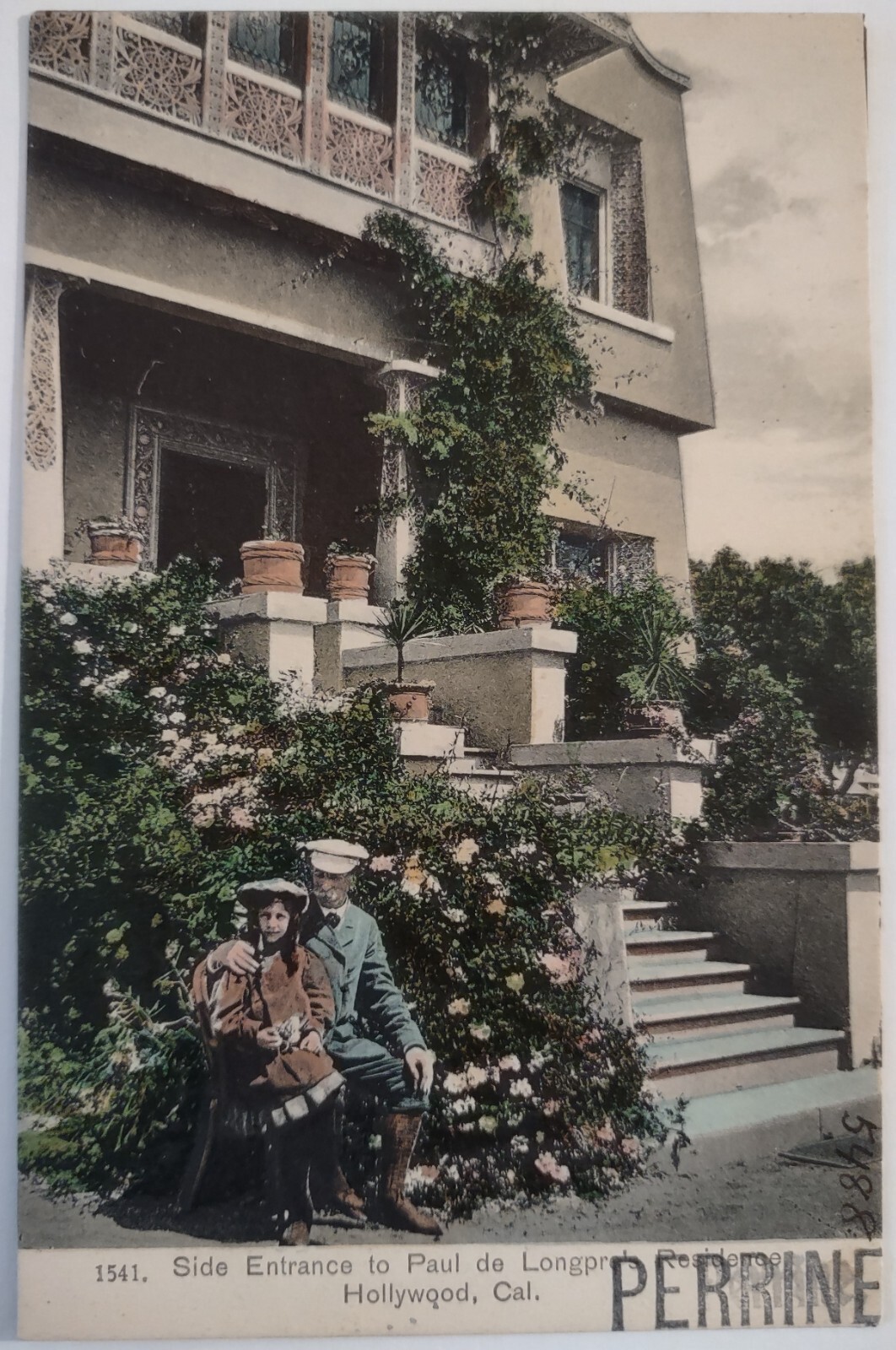 Paul de Longpre Residence Side Entrance Hollywood California Postcard Vintage