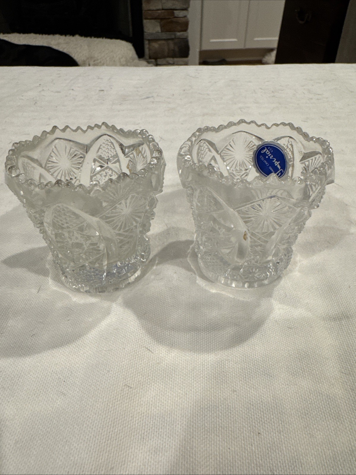 1960's Imperial Clear Cut Glass Bellaire Toothpick Holder Mini Vase 2.5