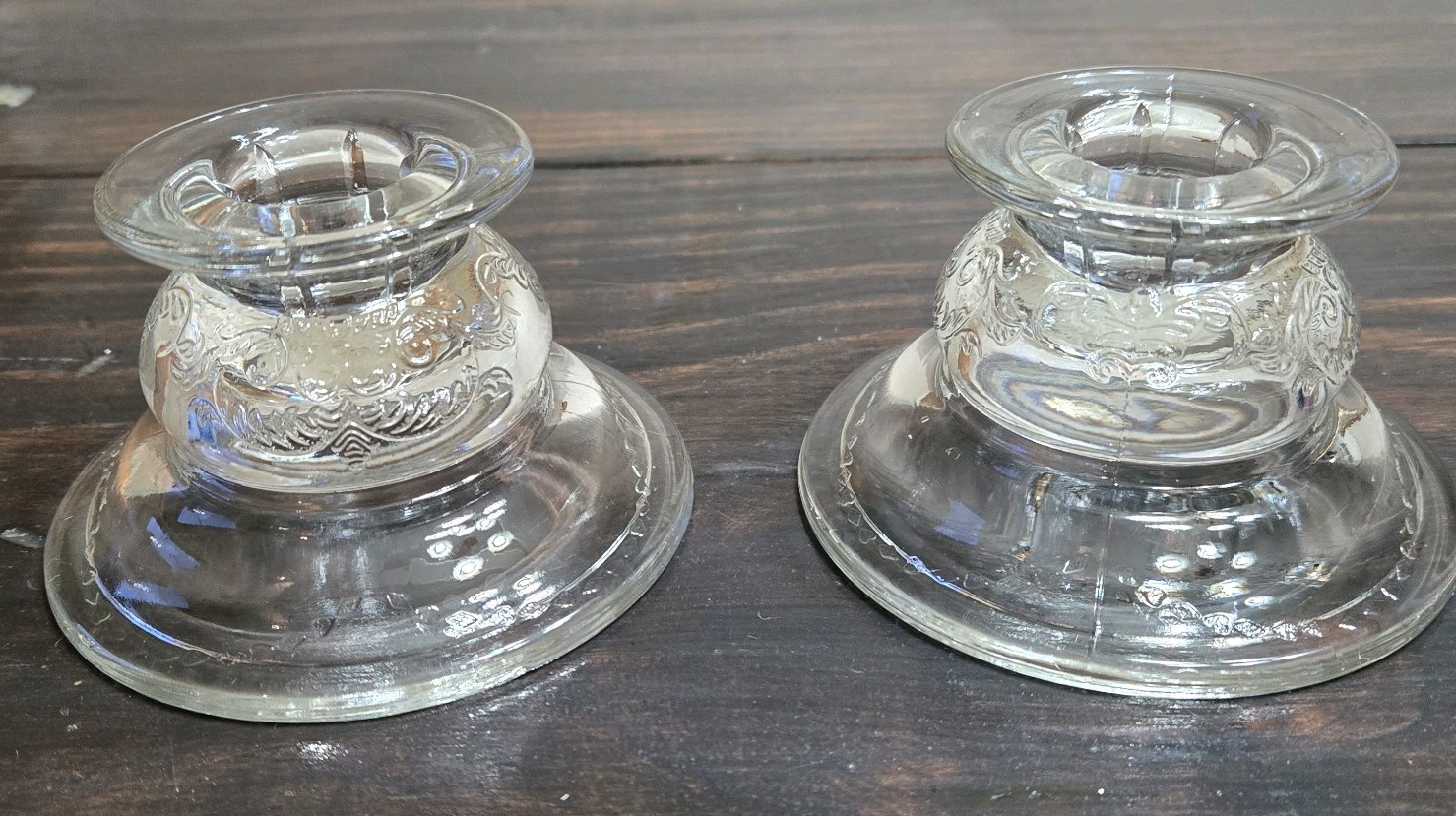 Clear Glass Candleholders-2.5 Inches Tall- Set Of 2