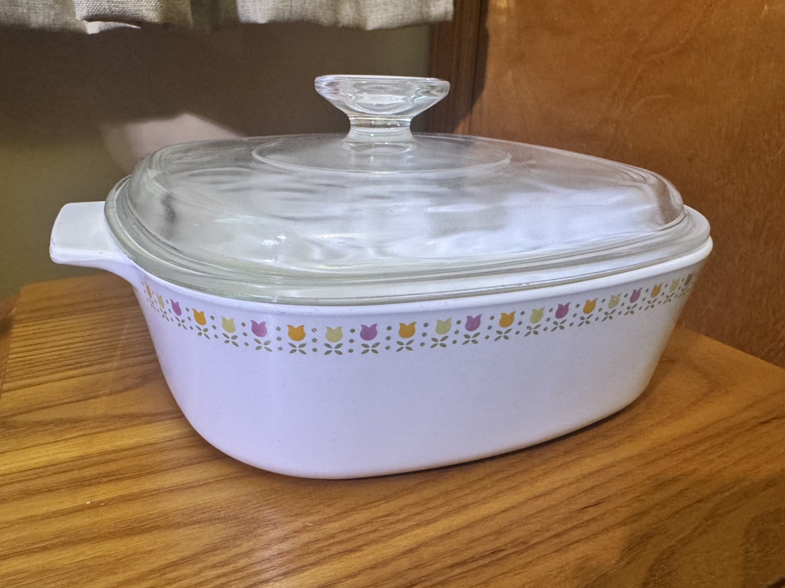 Rare Vintage Centura By Corning Corelle April Tulips 1.5 Quart Casserole W  Lid