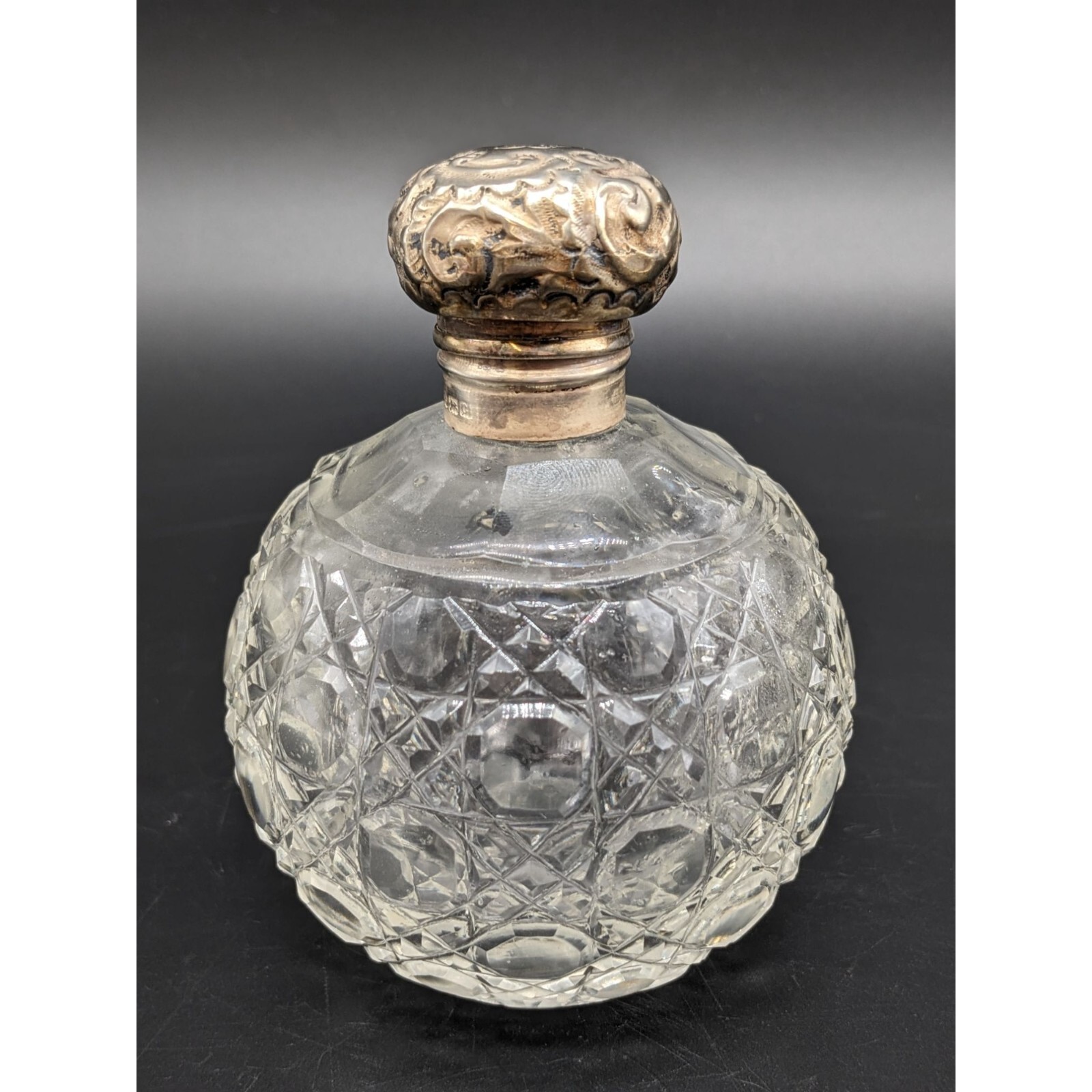 Antique English Cut Crystal and Sterling Silver Perfume Bottle J Co & Co Ltd Bir