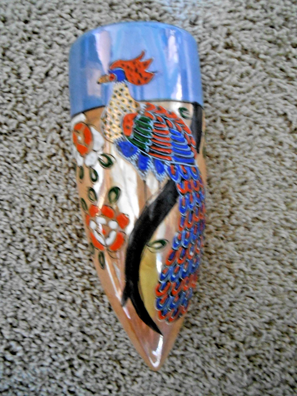 Vtg Lusterware Wall Pocket Peacock Hotta Yu Shoten & Co. c. 1950s Japan