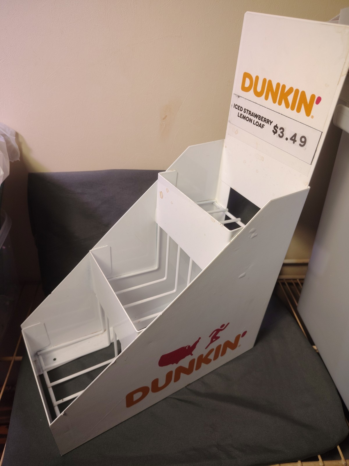 Dunkin Donuts Thin Metal Counter Display Rack For Trinkets Or Bakery Items