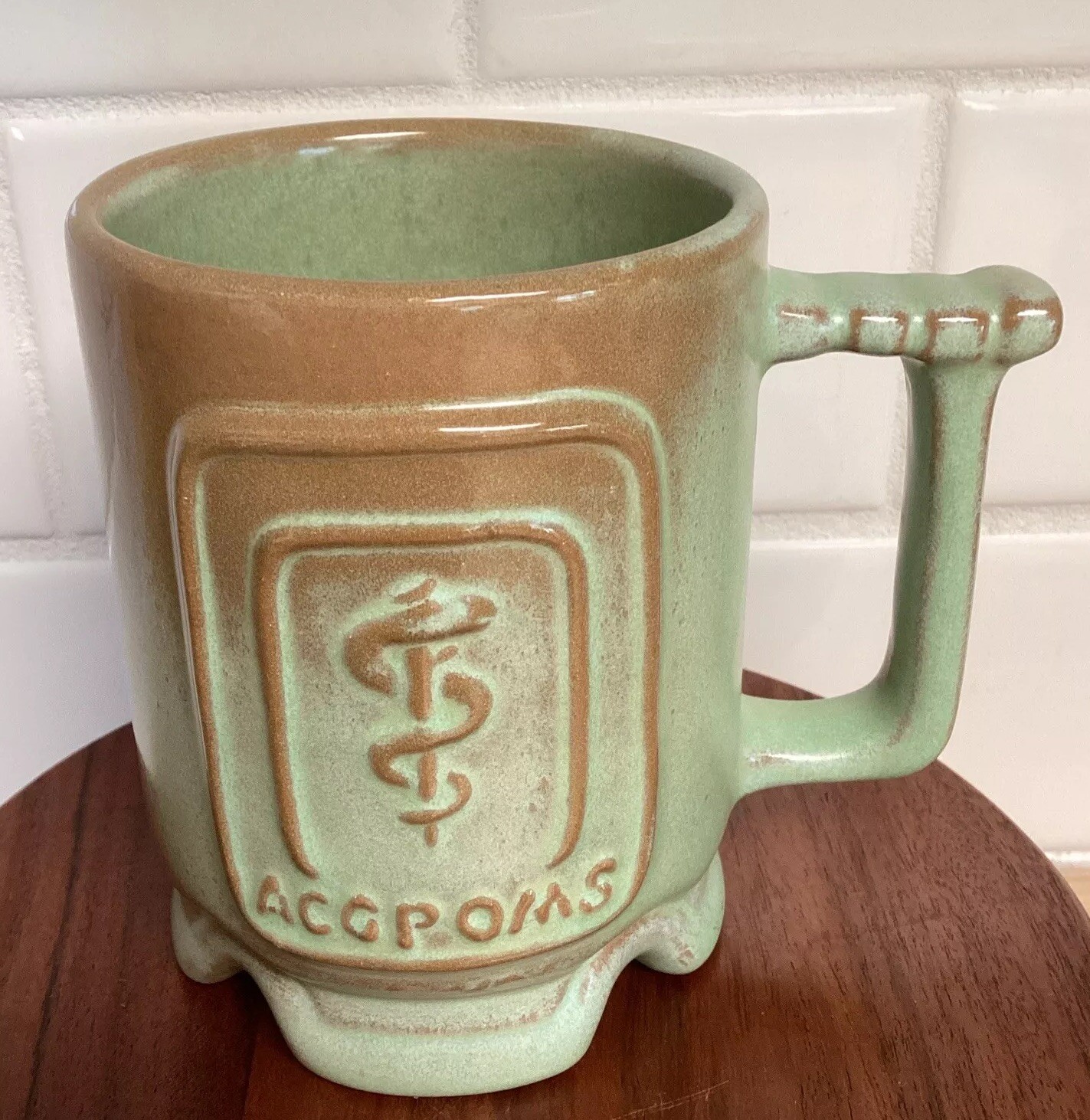 Vtg Frankoma Pottery Mug Lt Green West Palm Beach 1982 Osteo Medicine ACGPOMS Vtg Frankoma Pottery Mug Lt Green West Palm Beach 1982 Osteo Medicine ACGPOMS