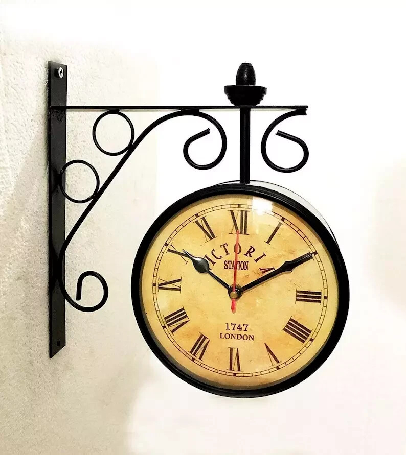 Antique Victoria Station Double Sided Railway Clock Wall Clock Home Decorative