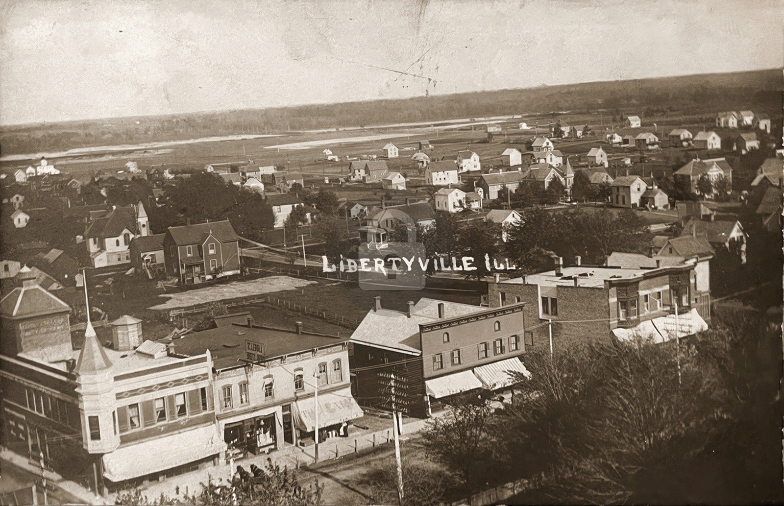 Birdseye View Libertyville Illinois Lake Co RPPC Photo Postcard COPY Birdseye View Libertyville Illinois Lake Co RPPC Photo Postcard COPY