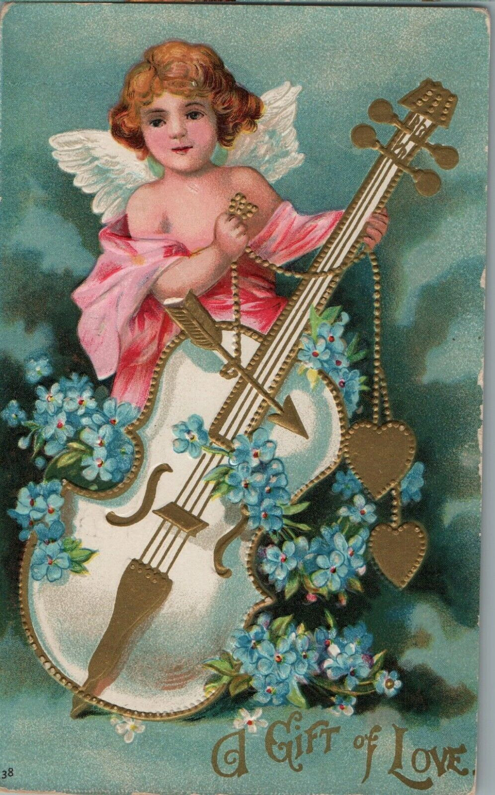 Vintage Victorian Postcard 1910 A Gift of Love - Angel on the Guitar Vintage Victorian Postcard 1910 A Gift of Love - Angel on the Guitar
