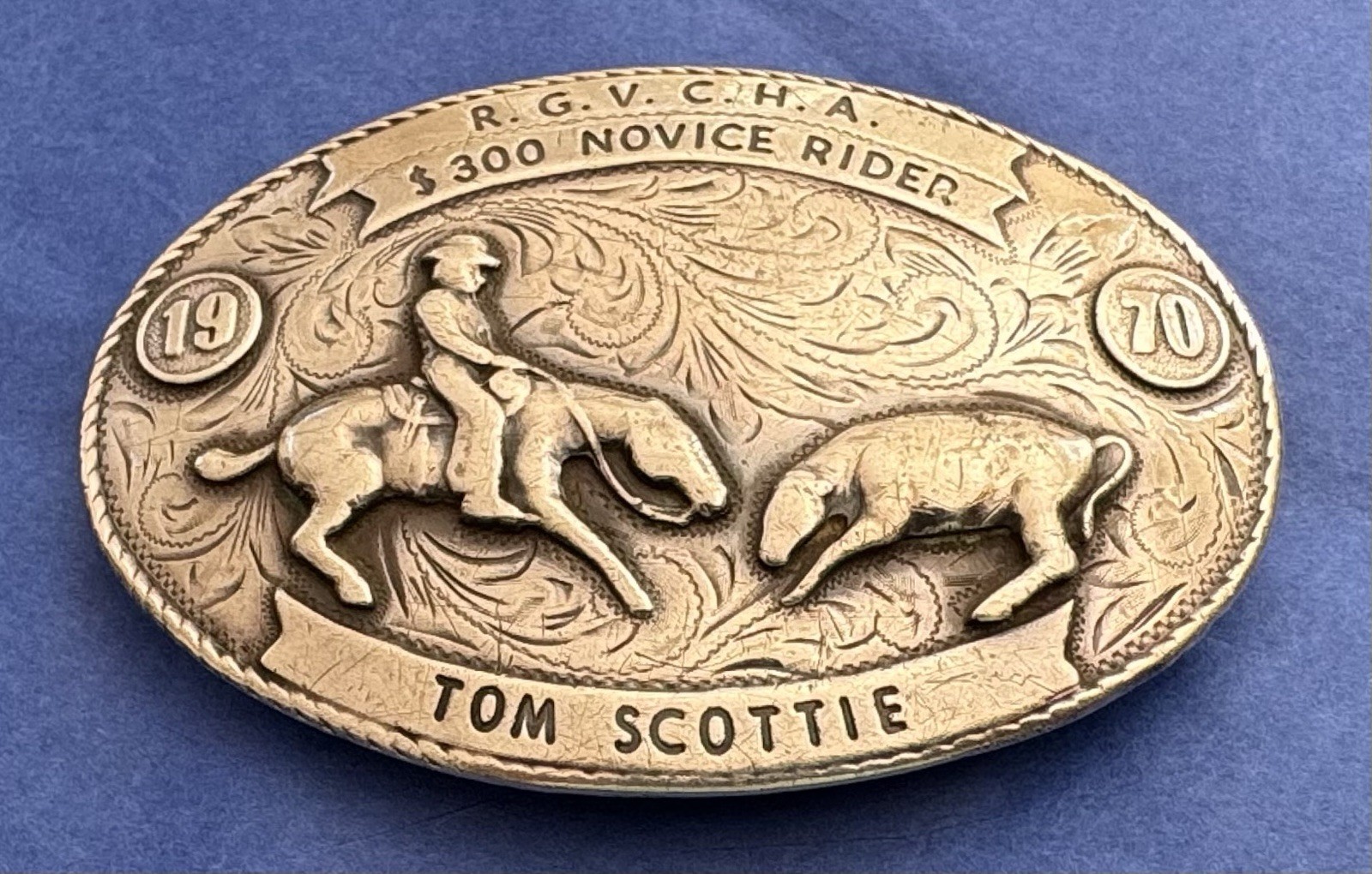 VTG Sterling Silver Nelson Silvia 1970 RGVCHA Cutting Horse Trophy Belt Buckle