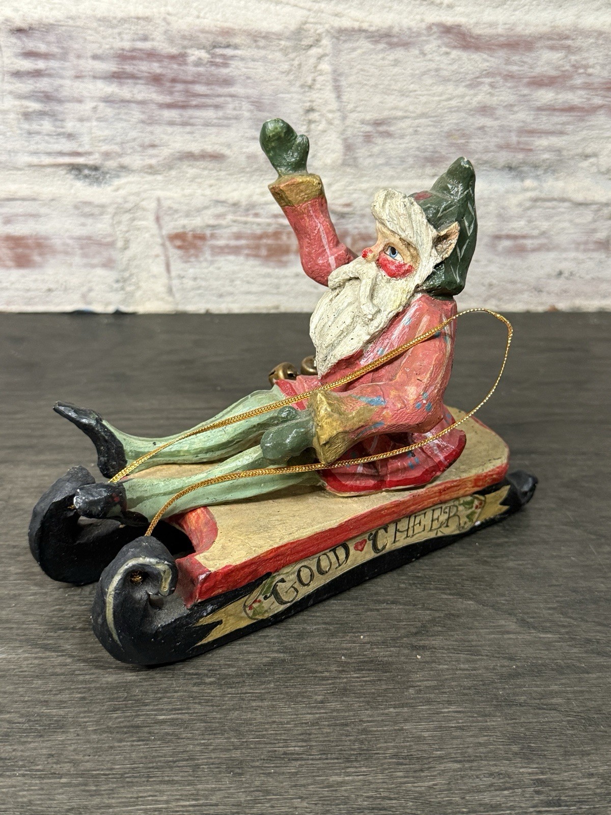 Vintage 1989 House of Hatten Santa Elf Sled Forest Figure Christmas Denise Calla