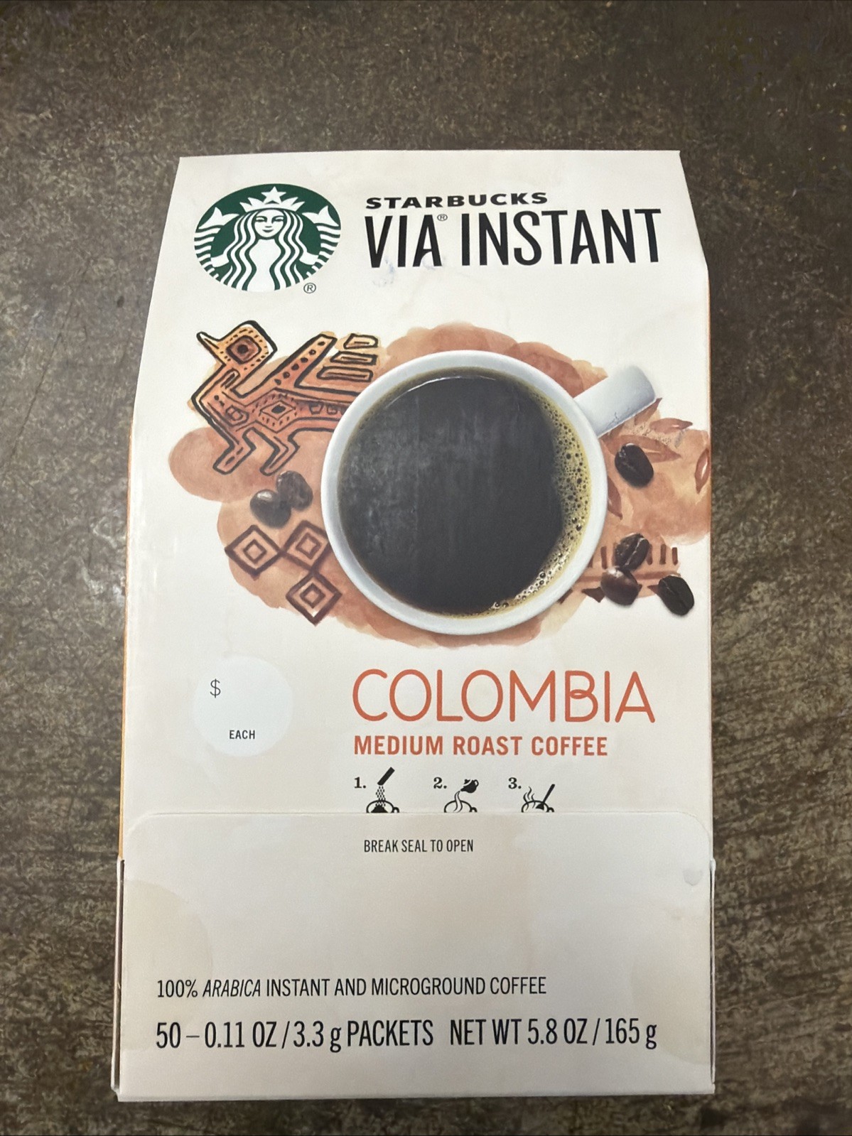 Medium Roast VIA Colombia Instant Coffee, 50-Count Pack for Effortless Brews