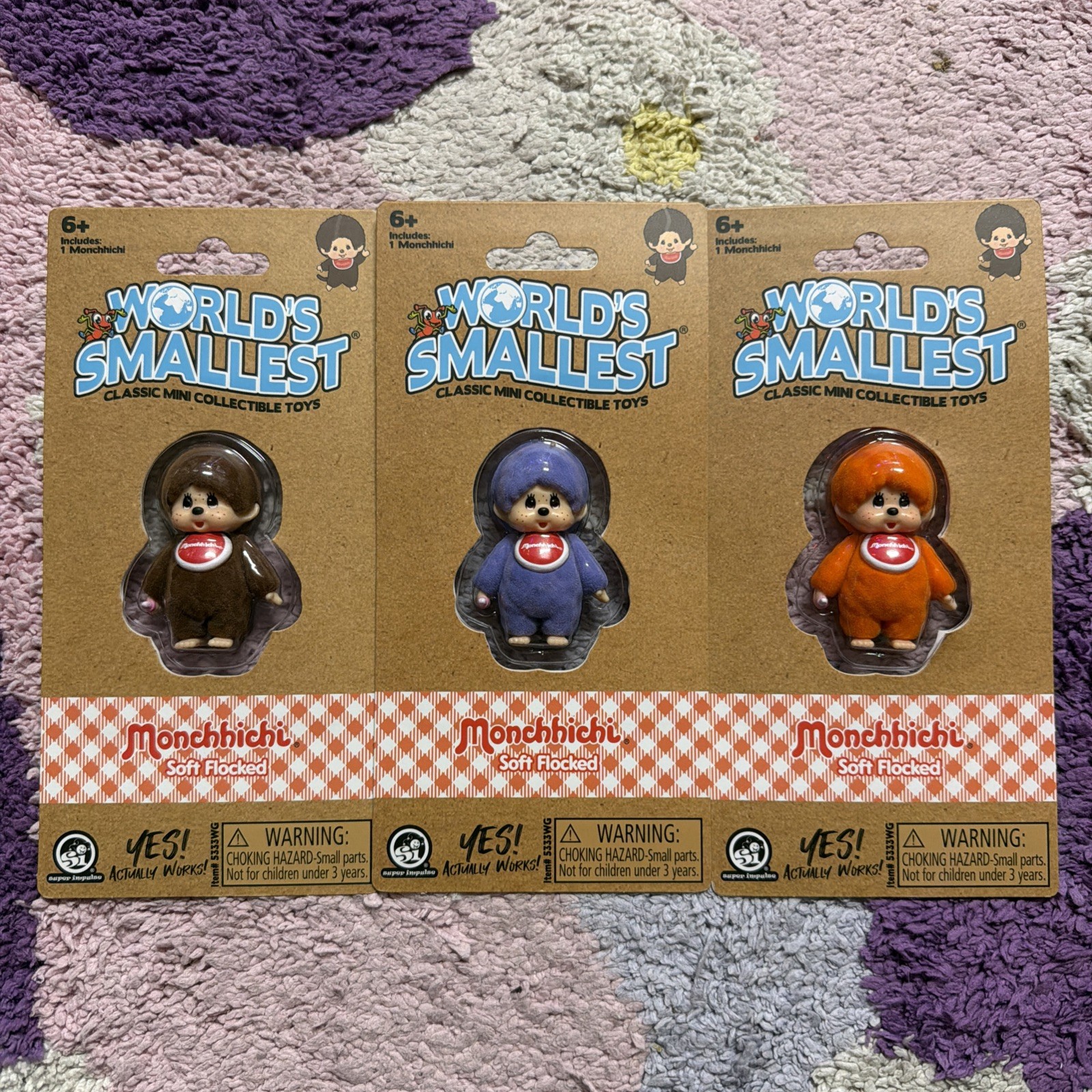 World\'s Smallest Monchhichi Complete Set of 3 Figures 2.5\