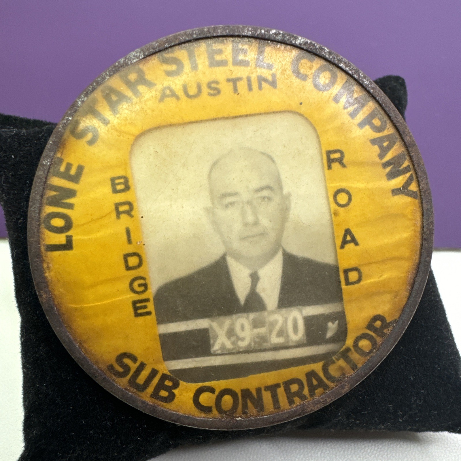 Vintage ID Badge Lone Star Steel Company Austin Texas Bridge Road Sub Contractor