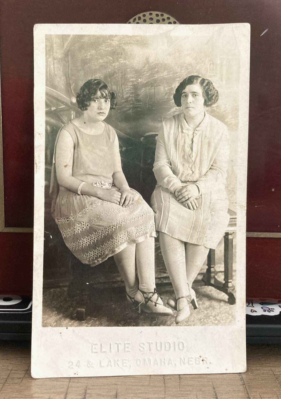 Vintage 1920s RPPC Postcard Photo Flapper Women Elite Studio Embossed Omaha NE