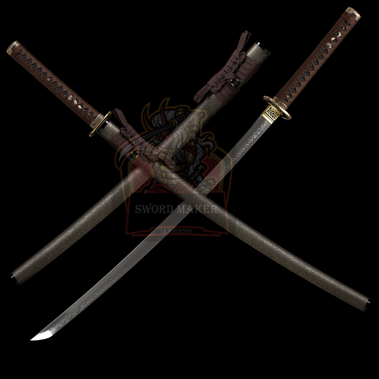 Japanese Samurai Katana Clay Tempered L6 Steel Blade Sword Full Tang Brass Tsuba