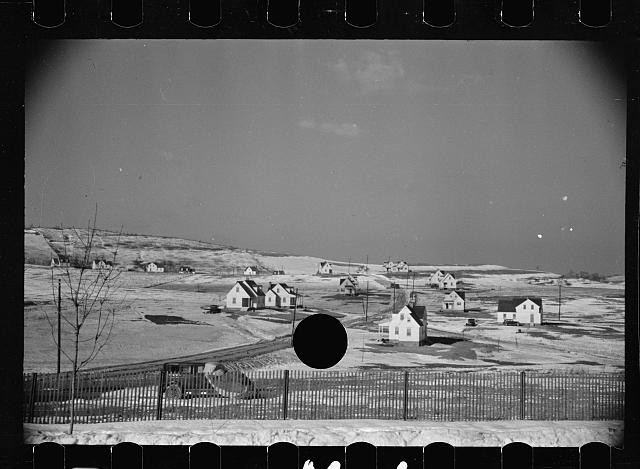Photo:Snowy Rural Homes Landscape 1930s 1940s Houses Fence Winter Photo