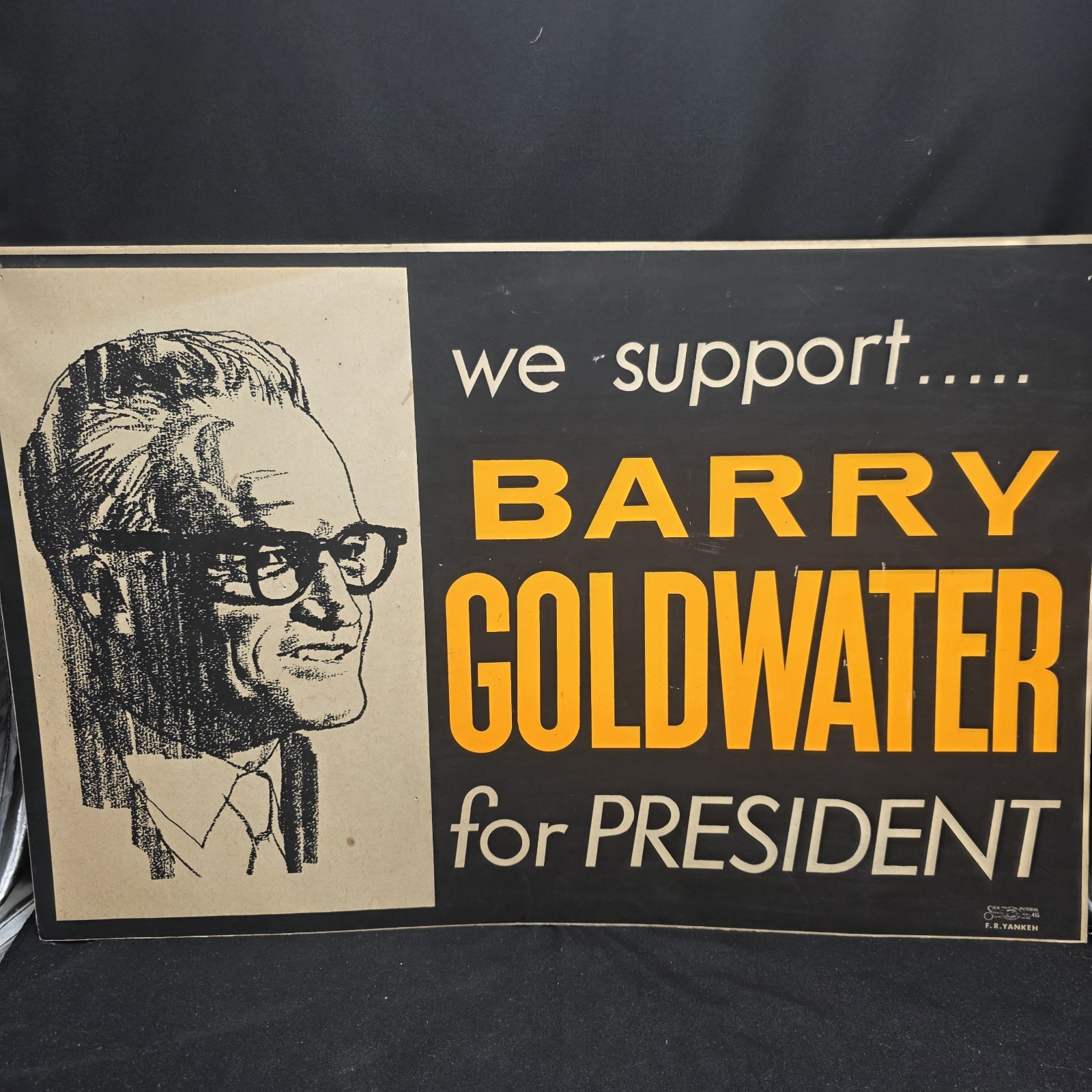 Vintage 1964 Barry Goldwater for President Campaign Poster Sign 22x14 Original