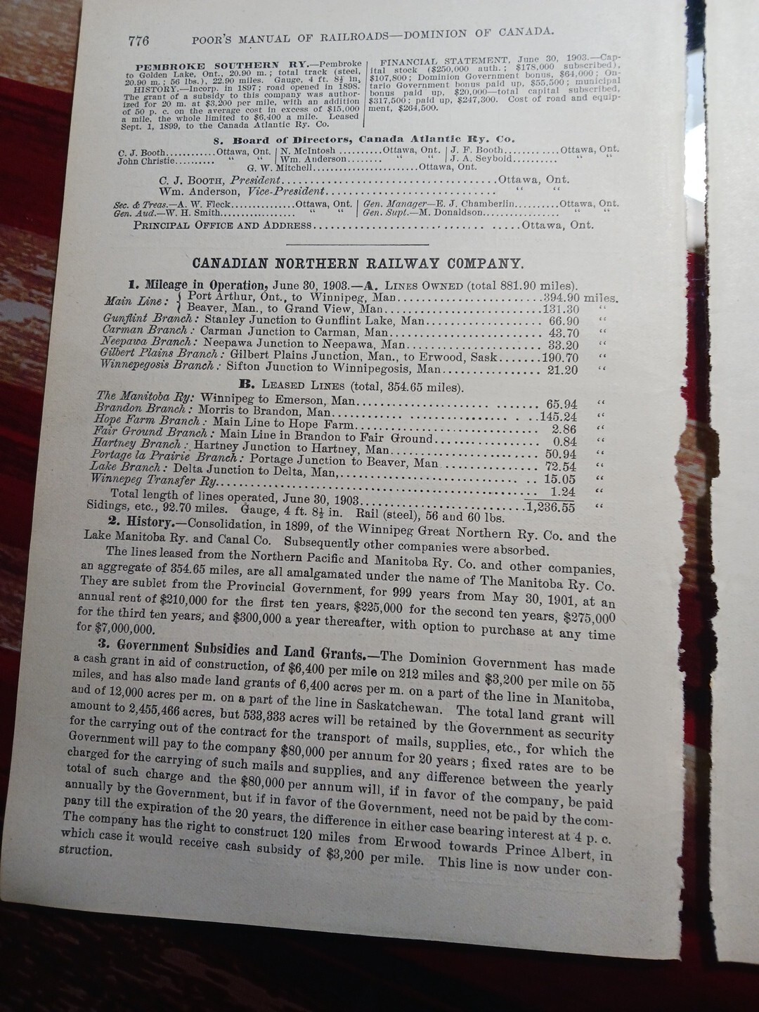 1904 train Report CANADIAN NORTHERN RAILWAY COMPANY Canada Railroad Grandview