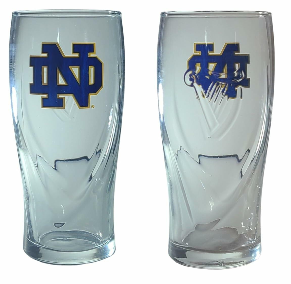 Notre Dame Fighting Irish Guinness Embossed Harp Monogram Pint Glasses Set of 2