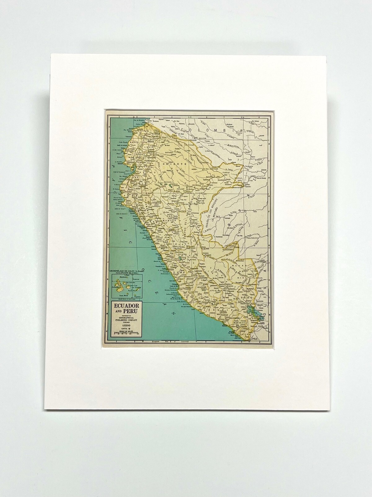 Vintage Map of ECUADOR and PERU - Geographical Publishing Company - 1942