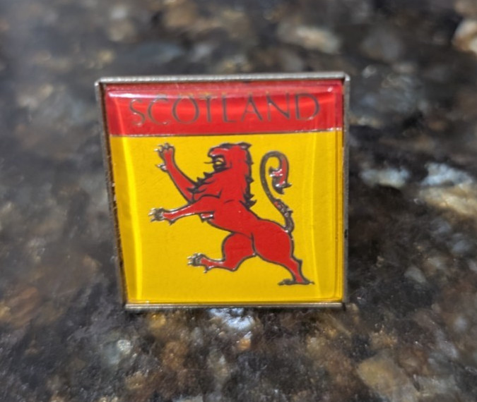 Vintage Scotland Lion Rampant Flag Scottish Enamel Badge Pin 1” Long Yellow Red